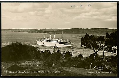 Gripsholm, S/S, Svensk Amerika Linie forlader Älvsborgsfjorden ved Göteborg.