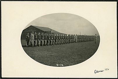 Odense, soldater parade mærket Odense 1921. Fotokort no. 21.14.