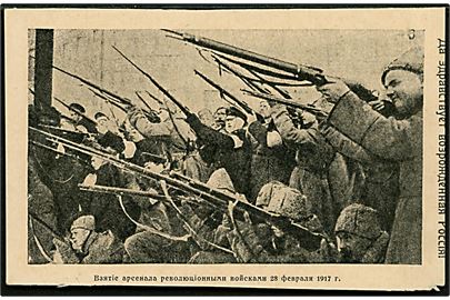 Russiske Revolution, Længe leve det genfødte Rusland. Arsenalet erobret af revolutionære d. 28.2.1917. Hj.skade.