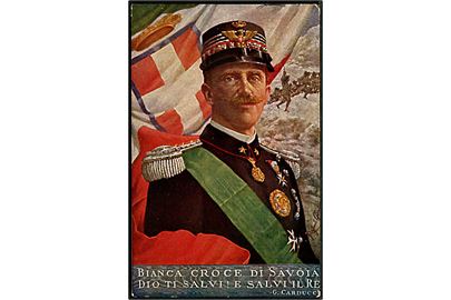 Vittorio Emanuele III. Propaganda kort fra 1. verdenskrig.