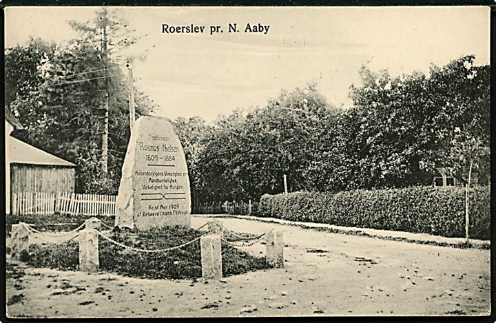 Roerslev pr. Nørre Aaby med Ramus Nielsen's mindesten. P. M. Brønsro, Odense No. 2041.