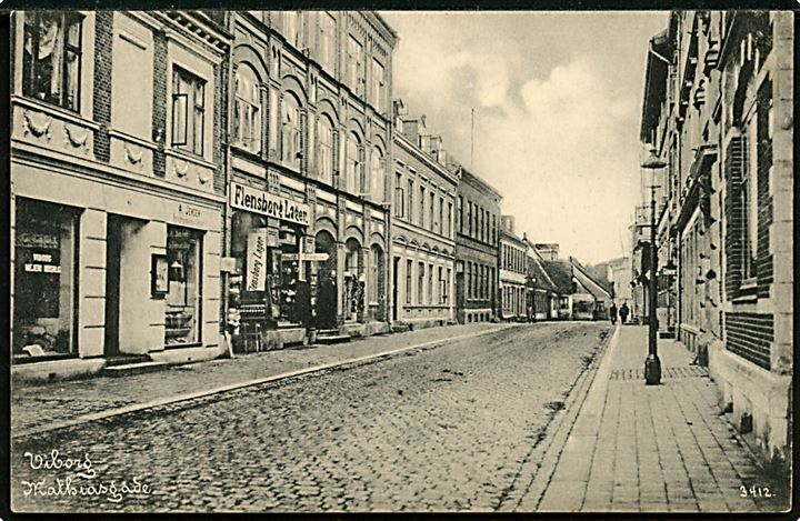 Viborg. Mathiasgade med Flensborg Lager mm. No. 3412.