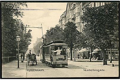 Købh., Vesterbrogade med sporvogn no. 306. Stenders no. 17174.