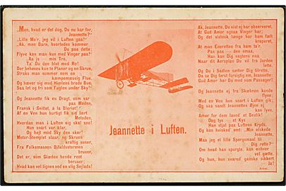 Sangkort med flyver. Jeanette i Luften. C.L. no. 109. 