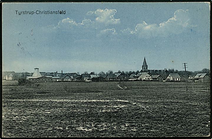 Tyrstrup ved Christiansfeld. C. Johannsen no. c 2. Med 3 øre bøljelinie og 7 øre Chr. X. annulleret med bureaustempel Kolding - Troldhede, d. 04.19.1919 T-3 til Brørup. 