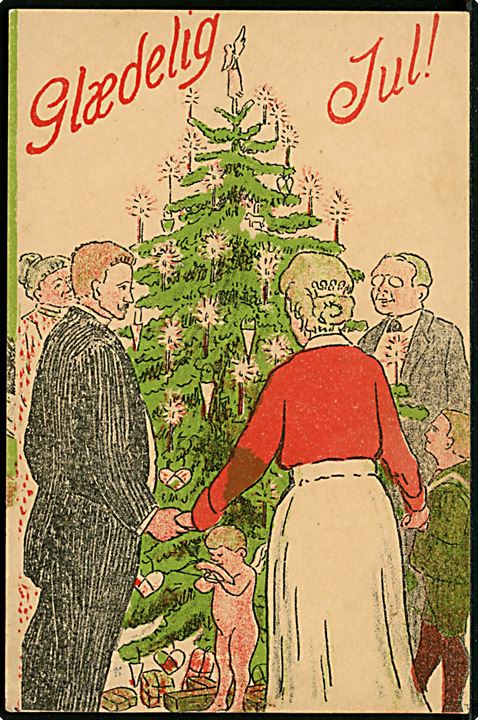 Victor Jensen: Engel og Familie der danser om juletræet. N. Kirks Forlag no. 257.