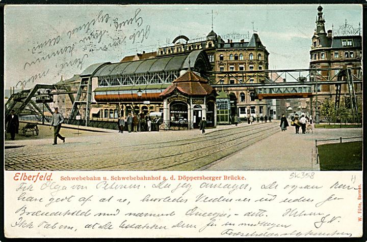 Tysk 5 pfg. Germania i parstykke på brevkort fra Elberfeld d. 4.5.1904 til Brændekilde Præstegaard pr. Odense, Danmark - omadresseret til Odense med stjernestempel HOLMSTRUP og sidestemplet Odense d. 5.5.1904.