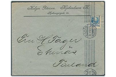 20 øre Chr. IX med perfin HP på firmakuvert fra Holger Petersen i Kjøbenhavn d. 6.3.1906 til Ekenäs, Finland.