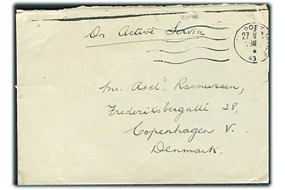 Ufrankeret OAS feltpostbrev stemplet Army Post Office APO 432 (= Hamburg) d. 27.3.1946 til København. Fra soldat ved 3. Regional Railway Control Team BAOR.