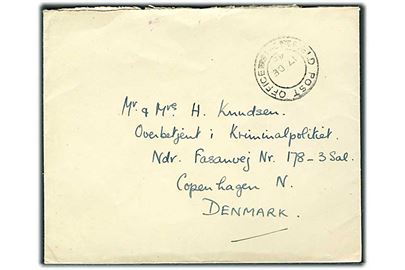 Ufrankeret OAS feltpostbrev fra Field Post Office 381 (= Berlin) d. 17.12.1945 til København, Danmark. Julehilsen fra soldat ved 392/98th Field Regiment, Royal Artillery, BAOR.