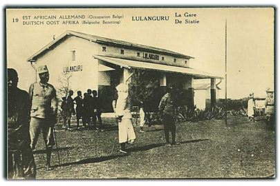 Belgisk Congo. Lulangure. La Gare. Est Africain Allemand (Occupation Belge). Waterlow & Sons no. 19. 