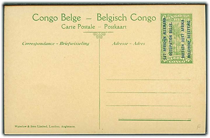 Belgisk Congo. Lulangure. La Gare. Est Africain Allemand (Occupation Belge). Waterlow & Sons no. 19. 