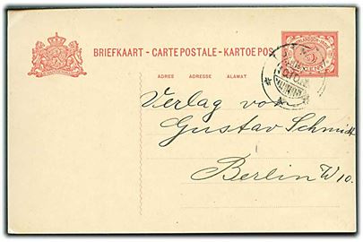 Hollandsk Ostindien. 5 c. helsagsbrevkort fra Tjimahi d. 10.10.1912 til Berlin, Tyskland.