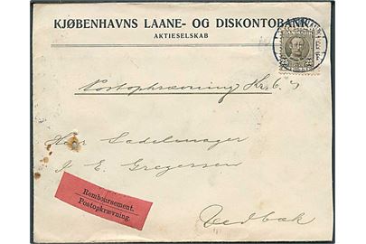 25 øre Fr. VIII single på brev med opkrævning fra Kjøbenhavn d. 30.9.1915 til Vedbæk.