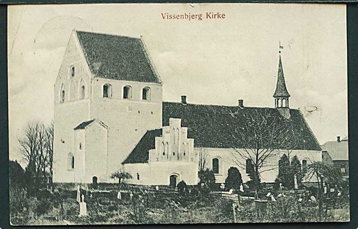 Vissenbjerg Kirke. P. M. Brønsro's Forlag u/no. Hjørneknæk. 