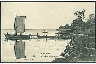 Parti fra Strandhuse i Svendborg. Stenders no. 17417.