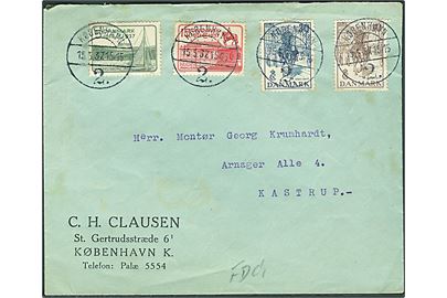 Komplet sæt Regentjubilæum på uofficiel FDC fra København d. 15.5.1937 til Kastrup.