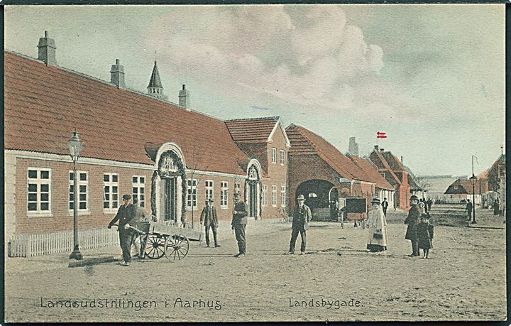 Landsudstillingen i Aarhus med Landsbygade 1909. Stenders no. 18412. Stempel fra Landsudstillingen Aarhus på adressesiden. 