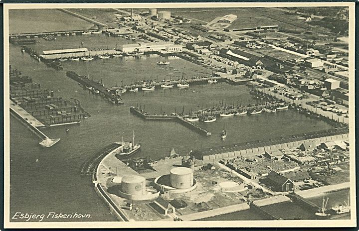 Fiskerihavnen i Esbjerg. Luftfoto. Stenders no. 88494. 