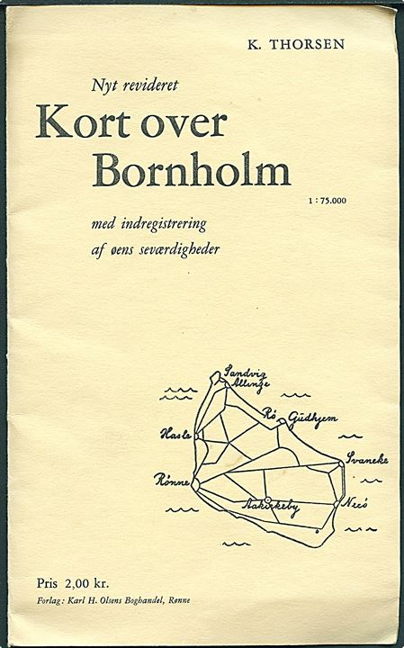 Kort over Bornholm K. Thorsen. 1:75.000