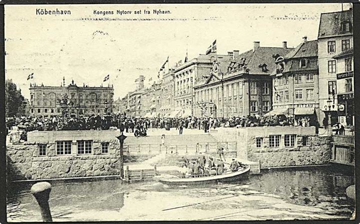 Kongens Nytorv set fra Nyhavn, København. U/no.