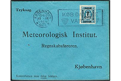 7/4 øre Provisorium på tryksag fra København d. 12.9.1926 til Meteorologisk Institut, København.