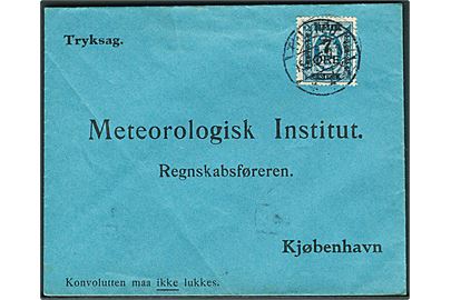 7/4 øre Provisorium på tryksag annulleret med svagt stjernestempel og sidestemplet Thisted d. 15.9.1926 til Meteorologisk Institut, Kjøbenhavn.