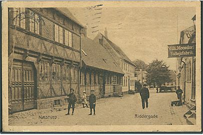 Riddergade med Vilh. Moosdorf - Fodtøjsfabrik, Næstved. Stenders, Næstved no. 1.