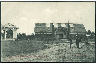 Hilsen fra Udstillingen i Horsens 1905 med Skovbrugshallen. Warburgs Kunstforlag no. 2774.