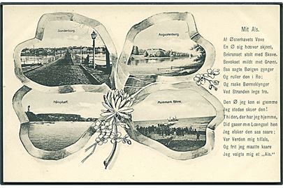 Digt: Mit Als. 4-kløver med Sønderborg, Augustenborg, Høruphaff & Mummark Fähre. No. 404.