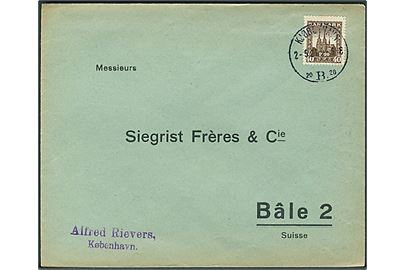 40 øre Genforening single på brev fra Kjøbenhavn d. 2.5.1921 til Basel, Schweiz.