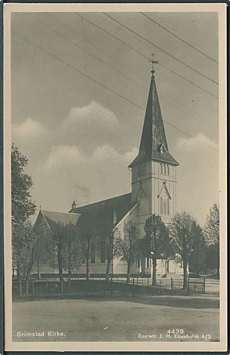 Grimstad Kirke, Norge. J. H. Küenholdt no. 4439. Fotokort. 