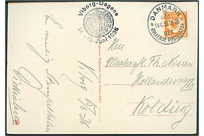 10 øre H.C.Andersen på brevkort annulleret med særstempel Danmark * Det Rullende Postkontor * d. 14.6.1936 til Kolding. Det rullende Postkontor var opstillet i Viborg i 14.-16.6.1936 i forbindelse med Viborgfest og Centralskue. 