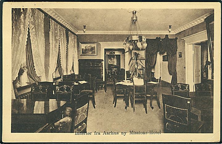 Interiør fra Aarhus ny Missions Hotel. Samuel Petersen u/no. 