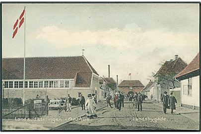 Landsudstillingen i Aarhus. Landsbygade. Stenders no. 18411. (Limrester paa adressesiden). 